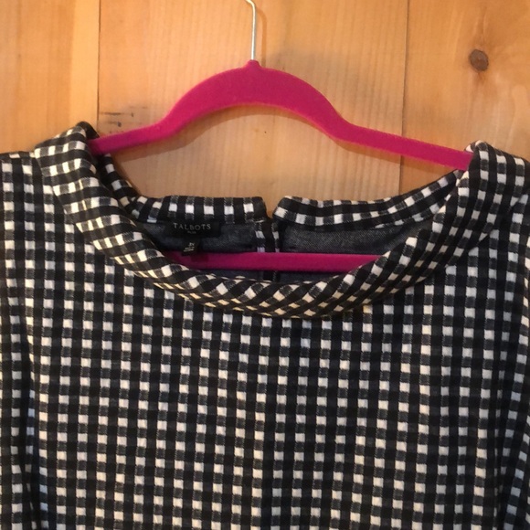 Talbots sleeveless blouse black white check plaid gingham collar tank top - Picture 5 of 8